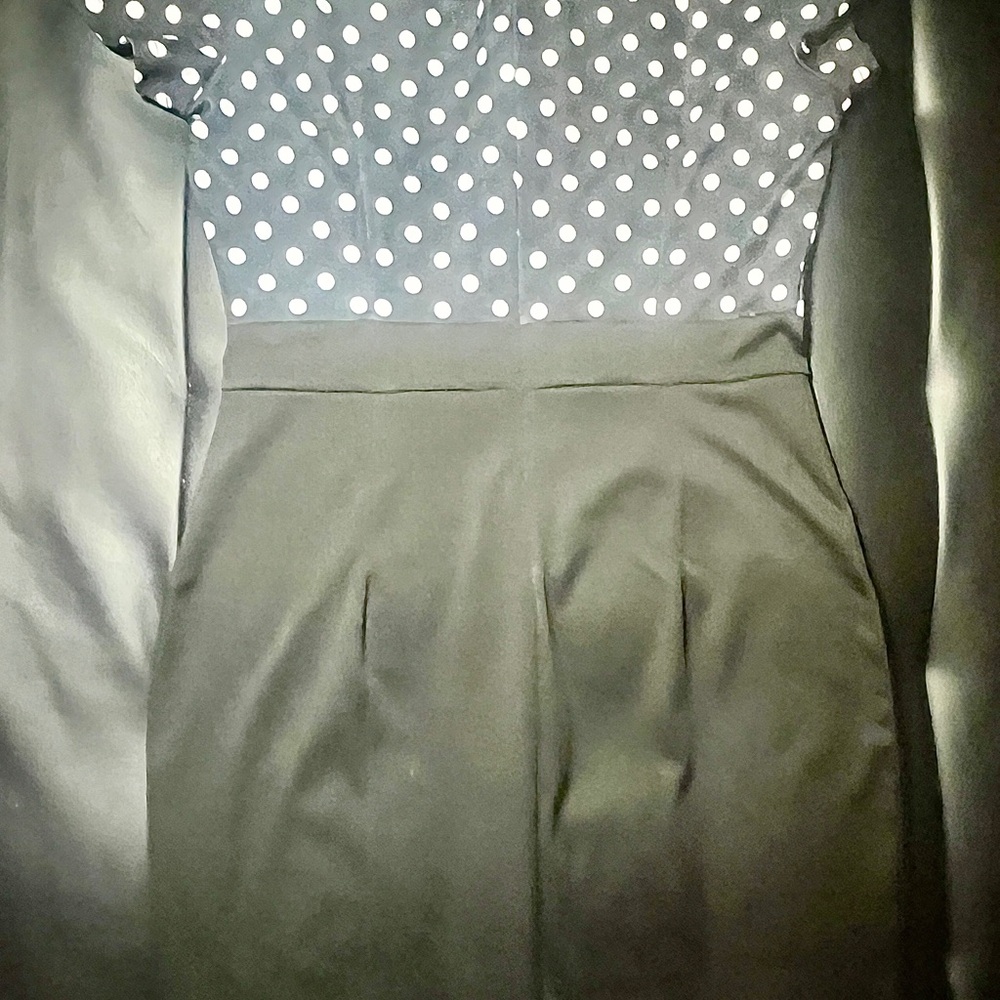 Elegant Black and White Polka Dot Midi Dress
